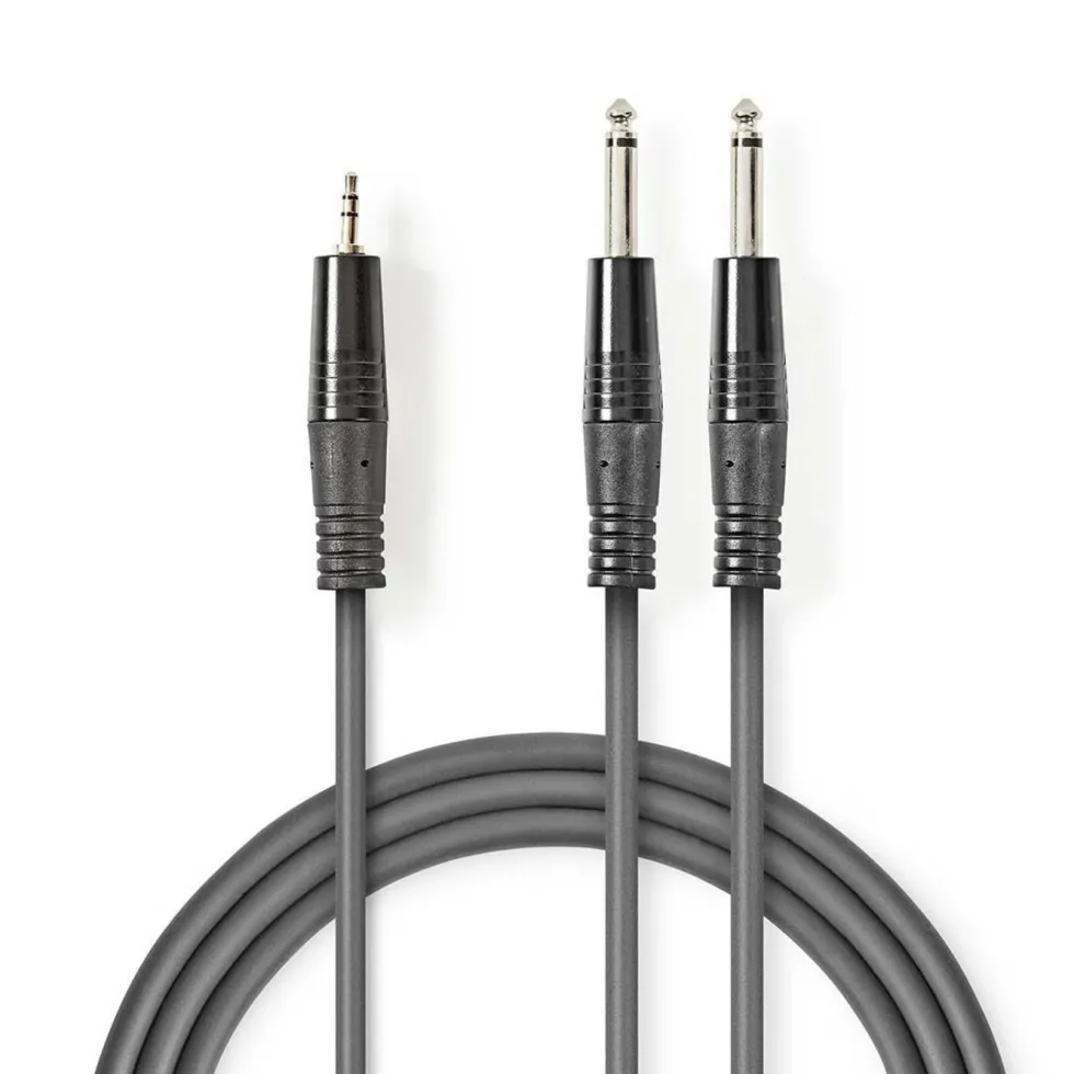 Adapterkabel 2x 6,3 mm till 3,5 mm Stereo 3 m