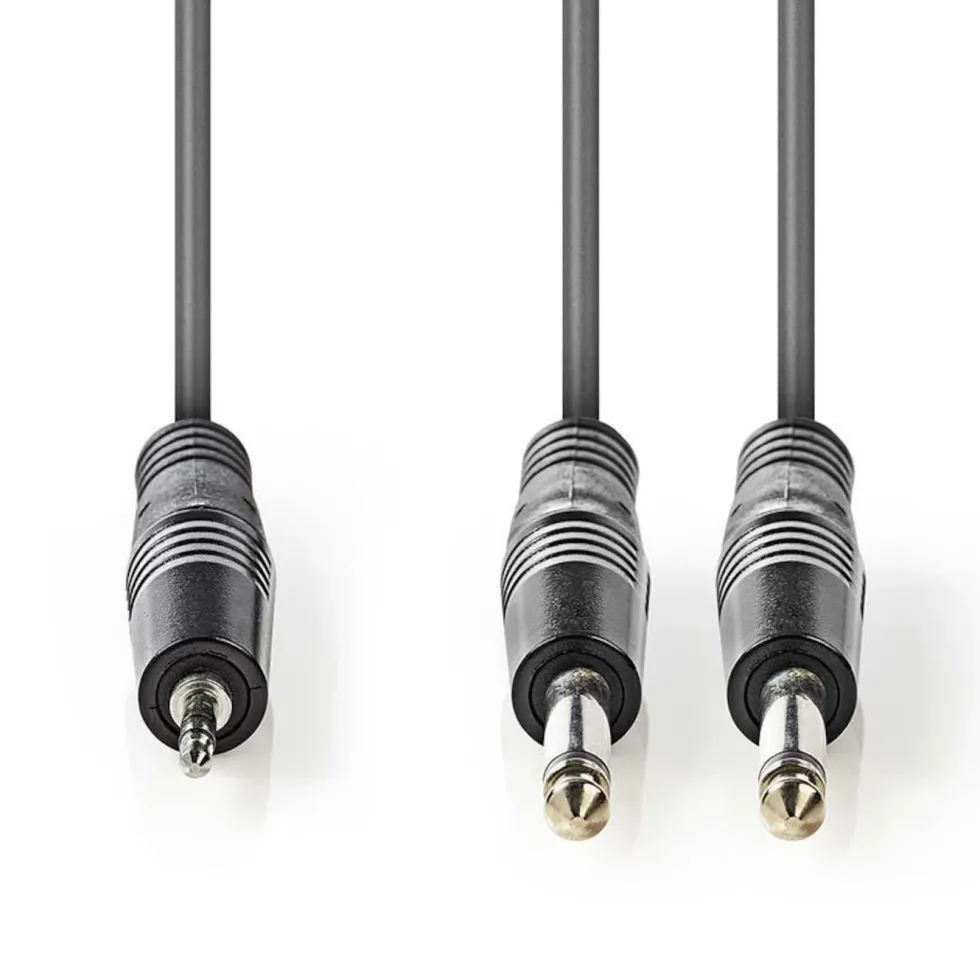 Adapterkabel 2x 6,3 mm till 3,5 mm Stereo 3 m