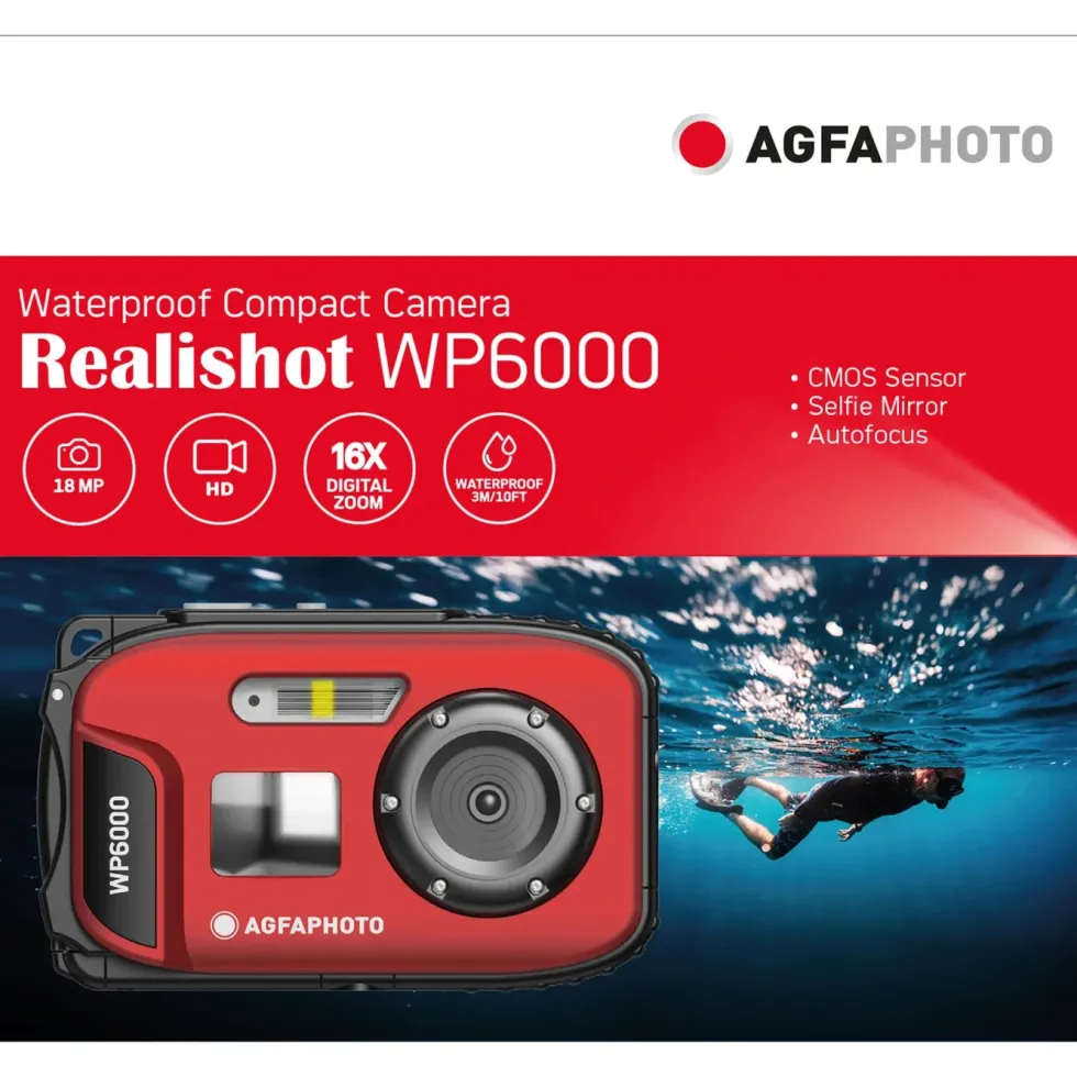 AgfaPhoto Realishot WP6000 vattentät kompaktkamera Röd