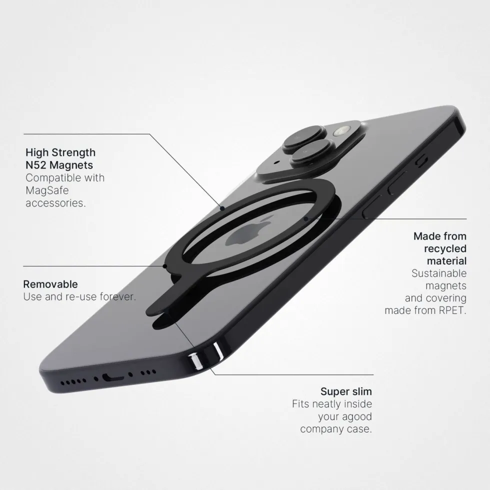 agood company Avtagbar MagSafe-ring Svart