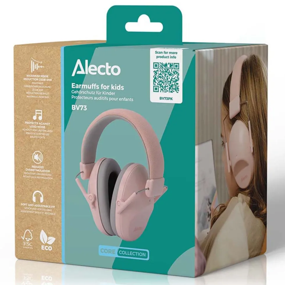 Alecto BV73 Hörselskydd för barn Rosa