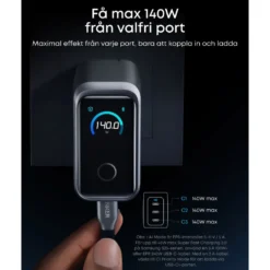 Anker Prime Charger 160 W – USB-C-laddare med 3 portar och display