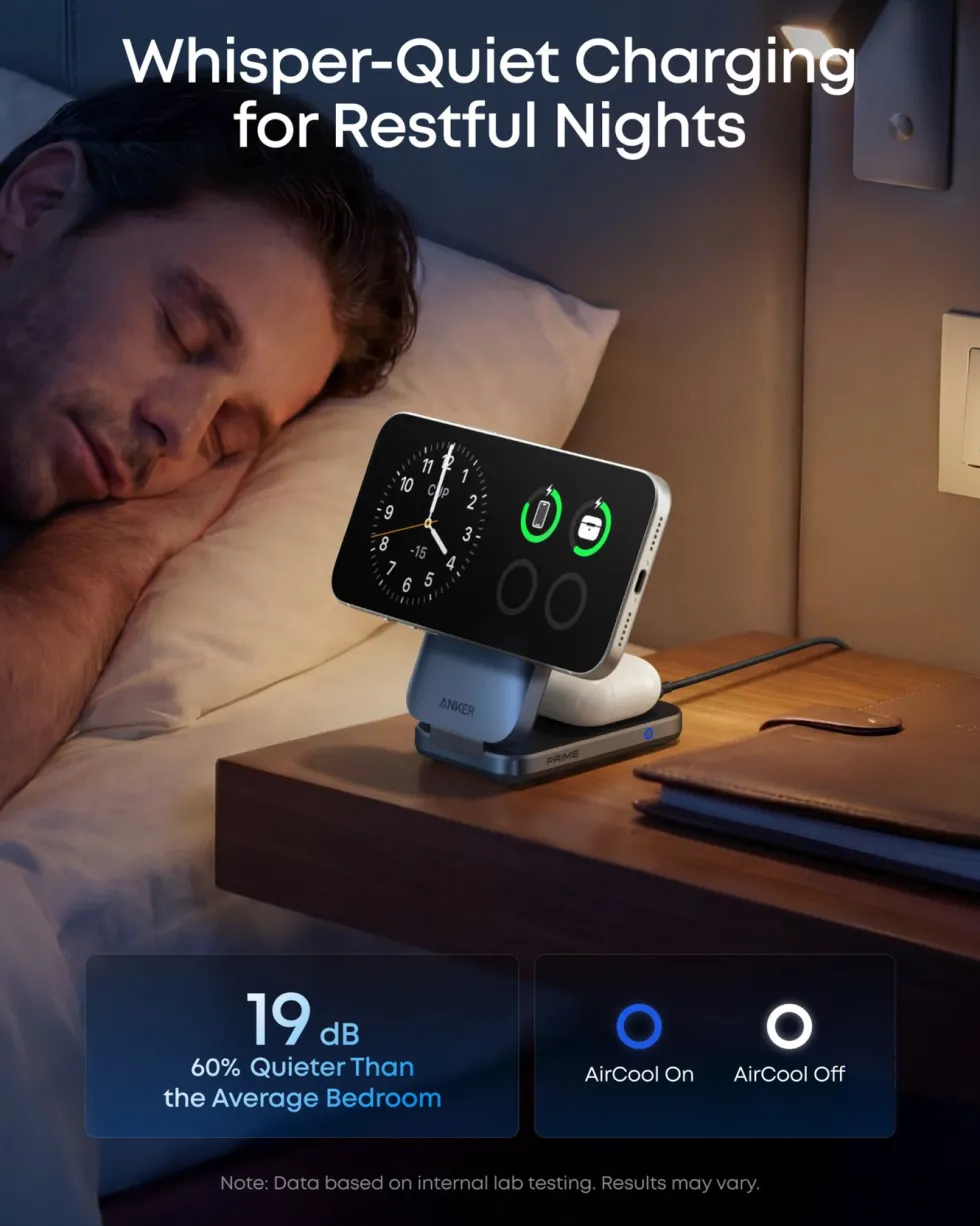 Anker Prime Foldable trådlös laddstation 3-i-1 MagGo Svart