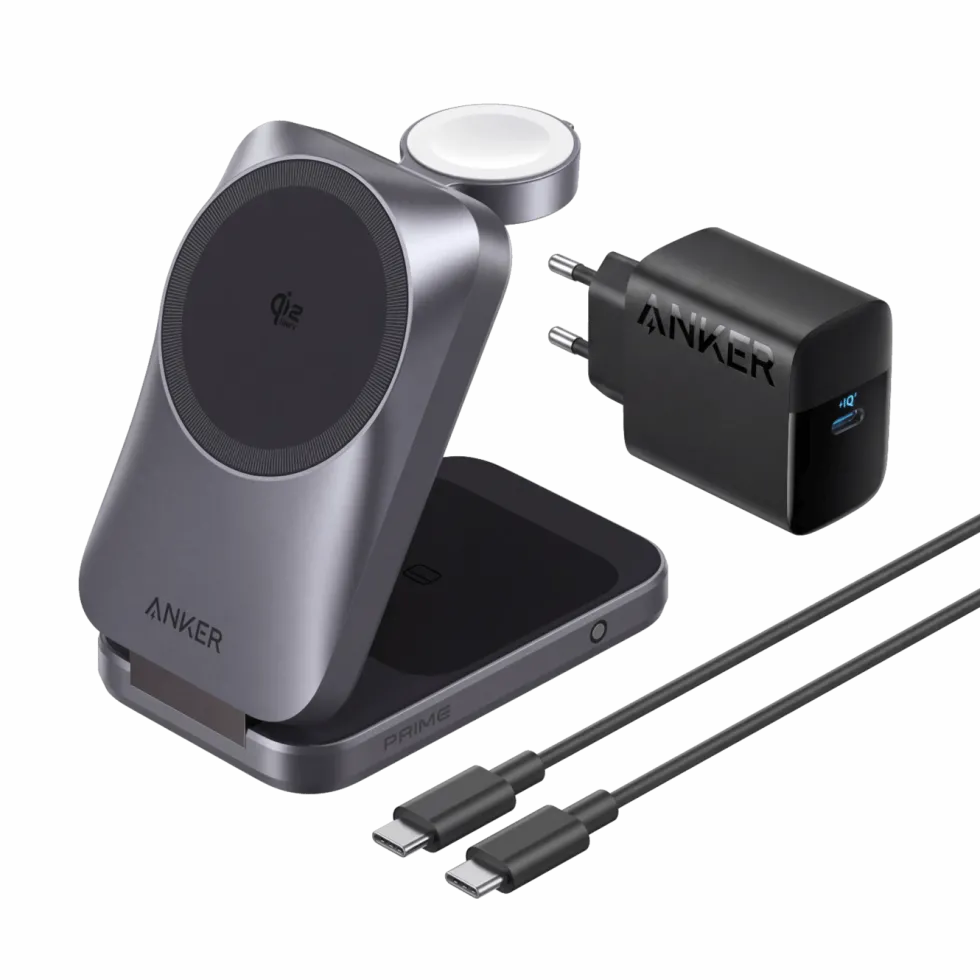 Anker Prime Foldable trådlös laddstation 3-i-1 MagGo Svart