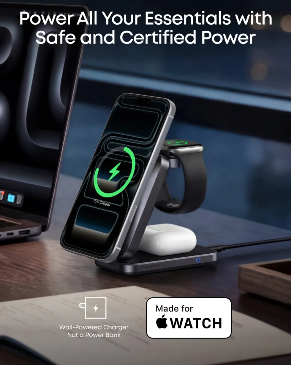 Anker Prime Foldable trådlös laddstation 3-i-1 MagGo Svart