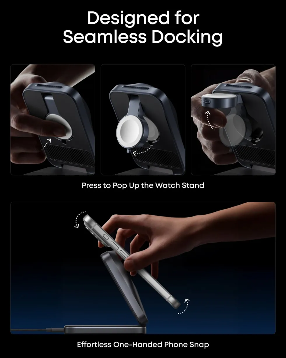 Anker Prime Foldable trådlös laddstation 3-i-1 MagGo Svart