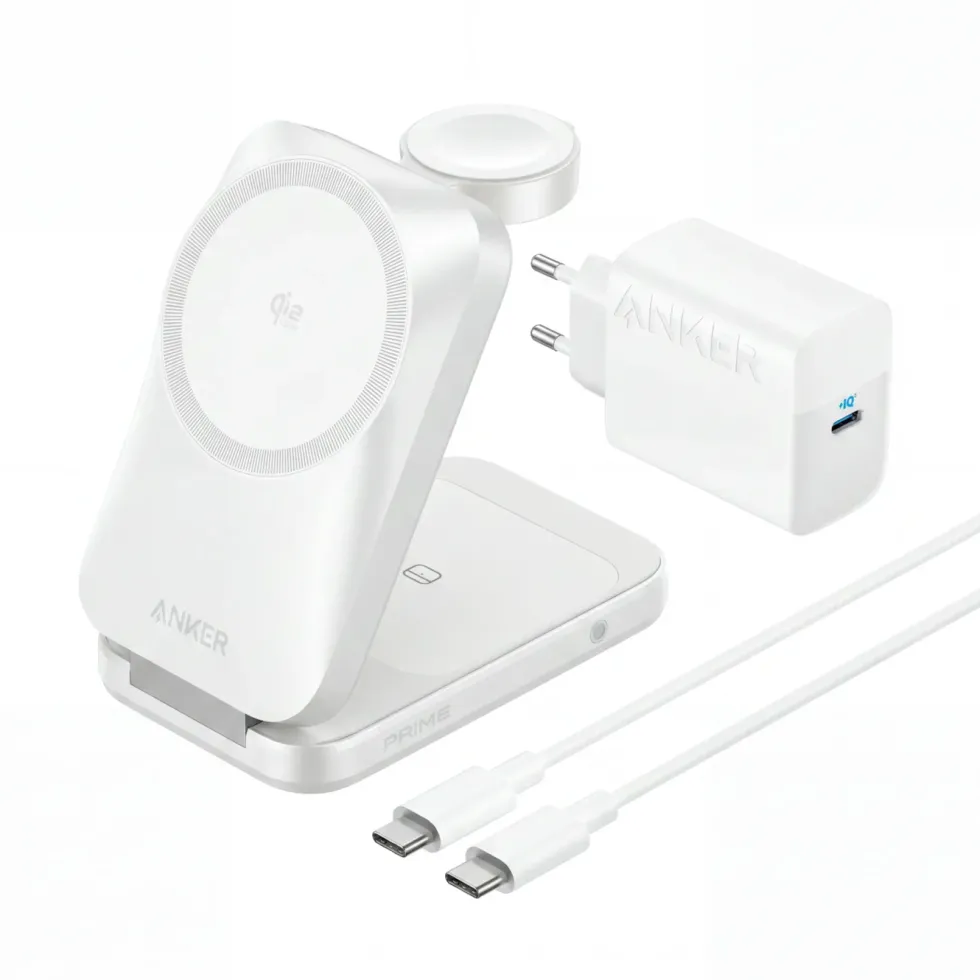 Anker Prime Foldable trådlös laddstation 3-i-1 MagGo Silver