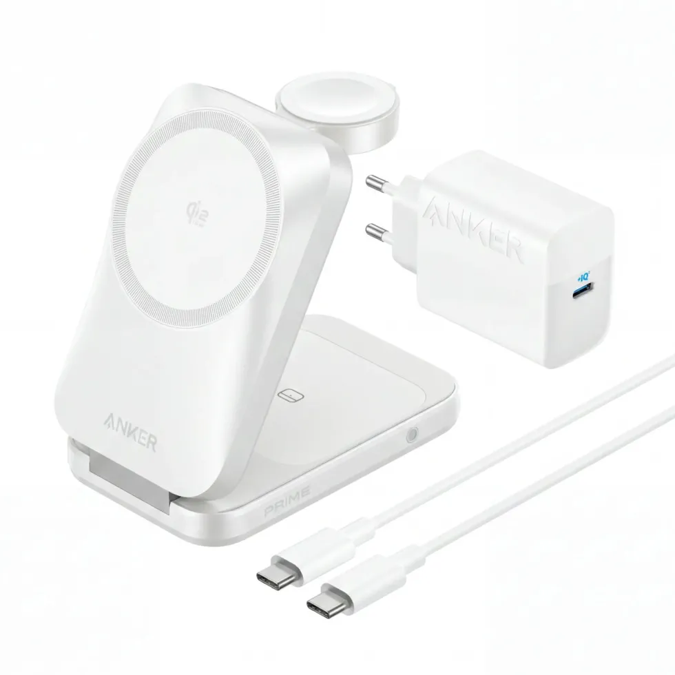 Anker Prime Foldable trådlös laddstation 3-i-1 MagGo Silver