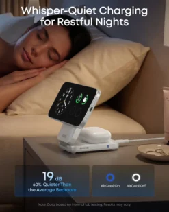 Anker Prime Foldable trådlös laddstation 3-i-1 MagGo Silver