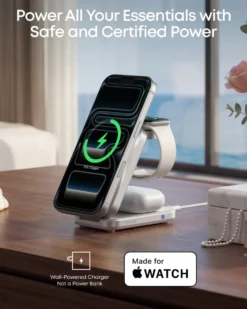 Anker Prime Foldable trådlös laddstation 3-i-1 MagGo Silver