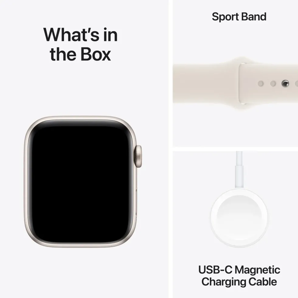 Apple Watch SE GPS 44 mm Starlight Case med Starlight Sport band S/M