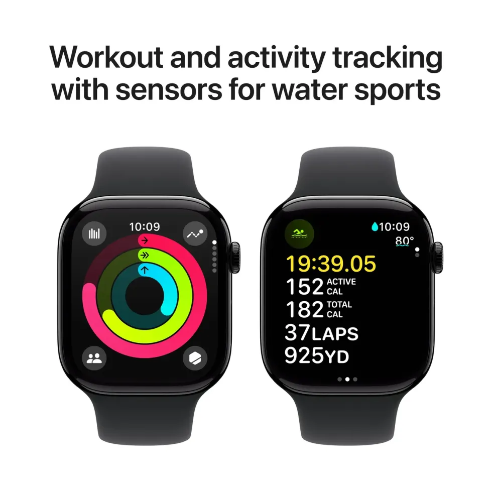 Apple Watch Series 10 GPS 46 mm Jet Black Case med Black Sport band M/L