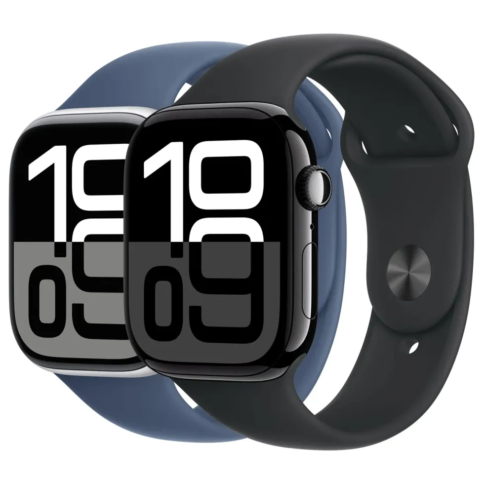 Apple Watch Series 10 GPS 46 mm Jet Black Case med Black Sport band S/M