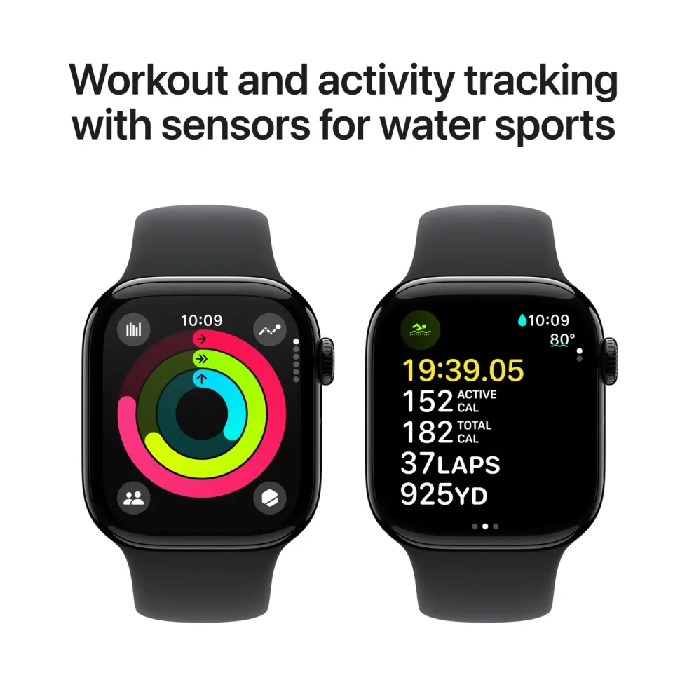 Apple Watch Series 10 GPS 42 mm Jet Black Case med Black Sport Band S/M