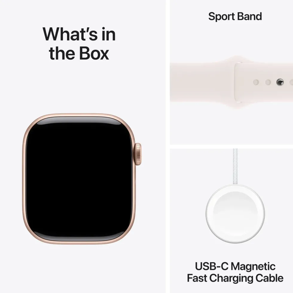 Apple Watch Series 10 GPS 42 mm Rose Gold Case med Light Blush Sport Band S/M