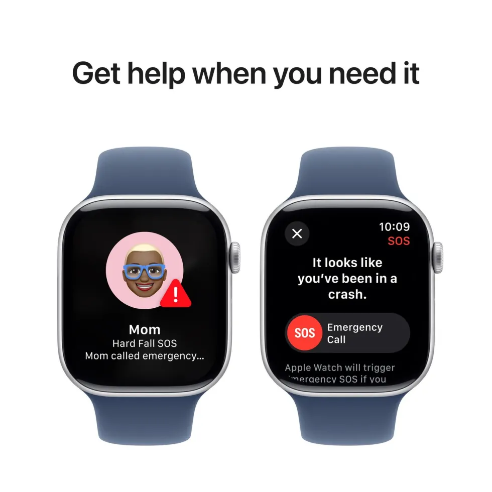 Apple Watch Series 10 GPS 46 mm Silver Case med Denim Sport band M/L