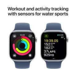 Apple Watch Series 10 GPS 46 mm Silver Case med Denim Sport band M/L