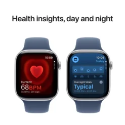 Apple Watch Series 10 GPS 46 mm Silver Case med Denim Sport band M/L