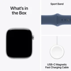 Apple Watch Series 10 GPS 46 mm Silver Case med Denim Sport band M/L
