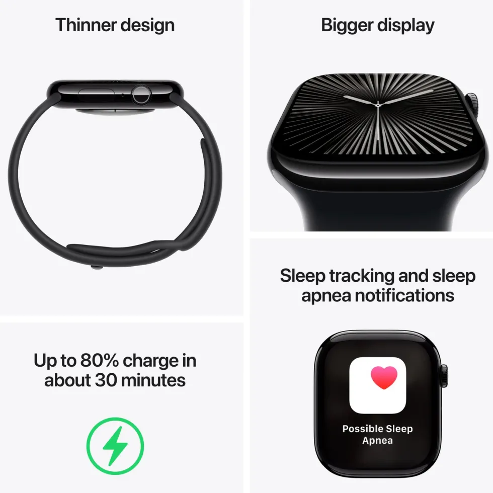 Apple Watch Series 10 GPS 46 mm Silver Case med Denim Sport band M/L