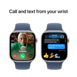 Apple Watch Series 10 GPS 46 mm Silver Case med Denim Sport band M/L