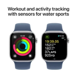 Apple Watch Series 10 GPS 42 mm Silver Case med Denim Sport Band M/L