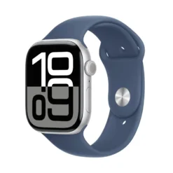 Apple Watch Series 10 GPS 46 mm Silver Case med Denim Sport band S/M