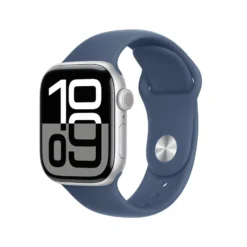 Apple Watch Series 10 GPS 42 mm Silver Case med Denim Sport Band S/M