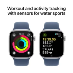 Apple Watch Series 10 GPS 42 mm Silver Case med Denim Sport Band S/M