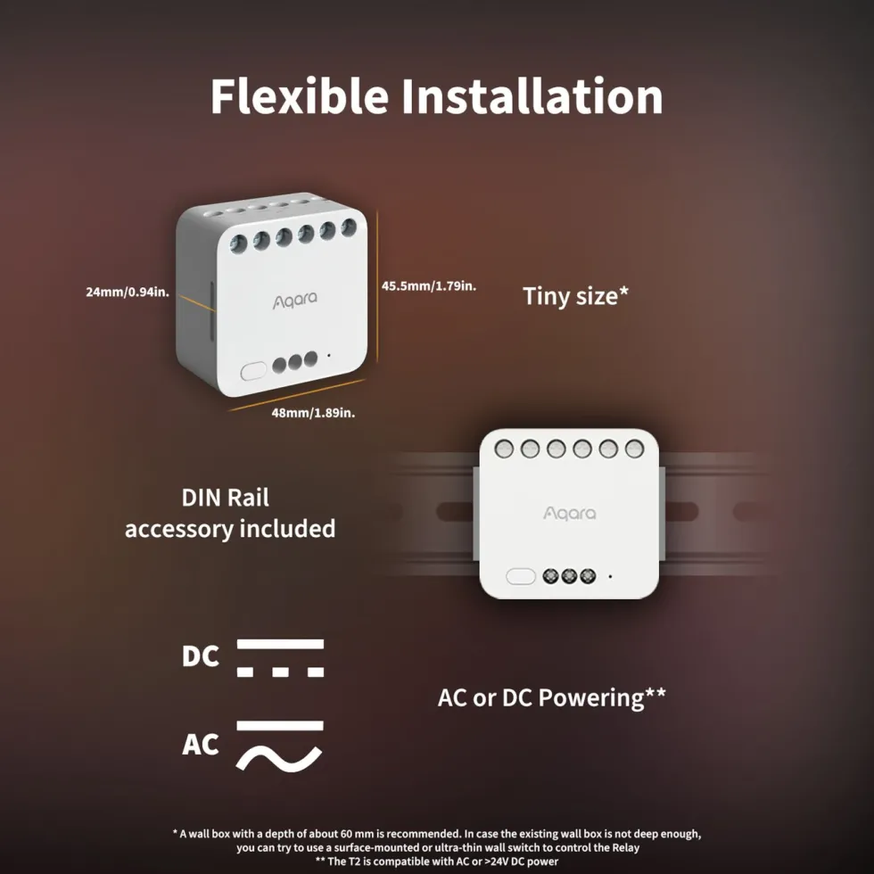 Aqara Dual Relay Module T2 Zigbee-fjärrströmbrytare