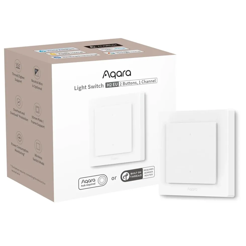 Aqara Light Switch H2 EU – smart strömbrytare med 1 kanal Vit