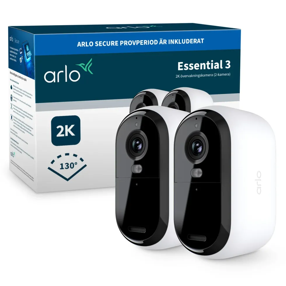 Arlo Essential 3 2K – Trådlös övervakningskamera 2-pack