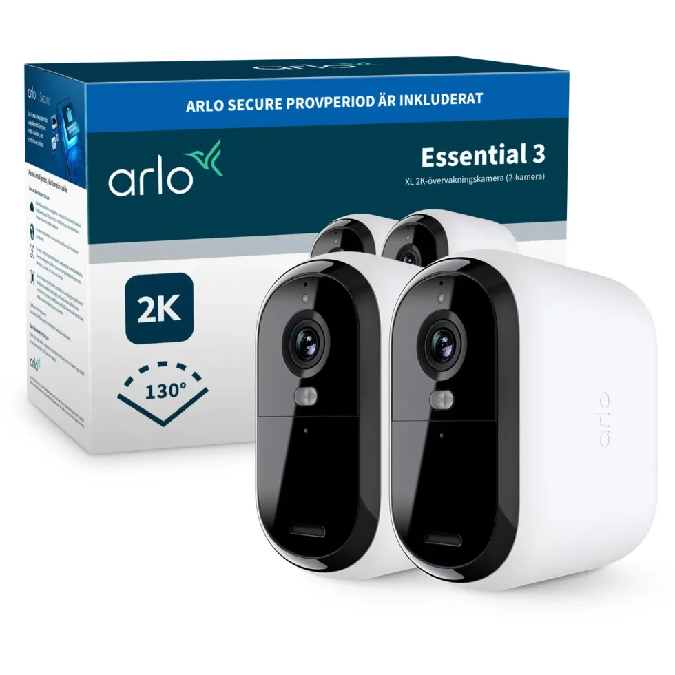 Arlo Essential 3 XL 2K – Trådlös övervakningskamera 2-pack