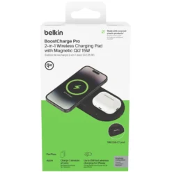 Belkin BoostCharge Pro 2-in-1 med Qi2 15 W Svart