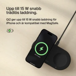Belkin BoostCharge Pro 2-in-1 med Qi2 15 W Svart
