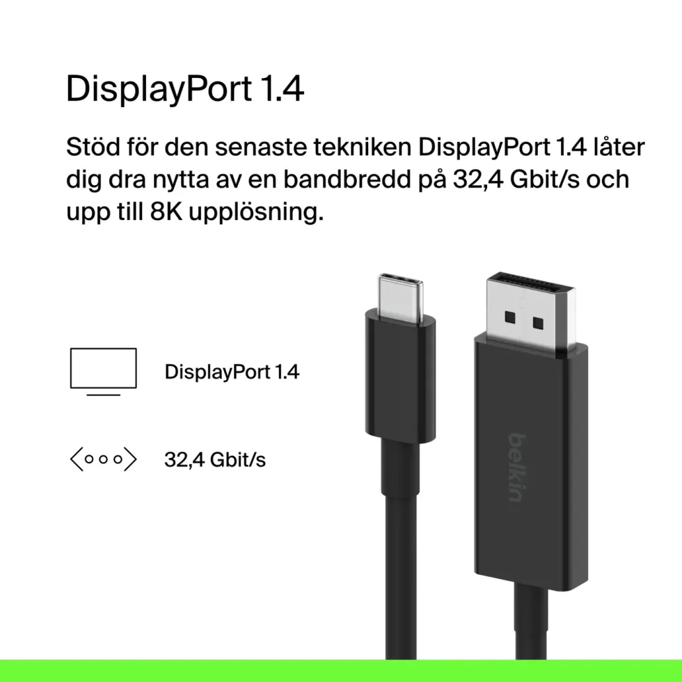 Belkin USB-C-kabel till Displayport 8K/60 Hz 2 m