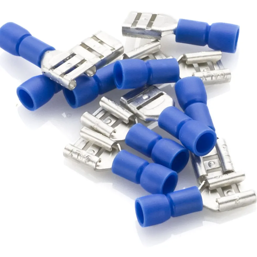 Blå flatstifthylsa 10-pack 6,3 mm