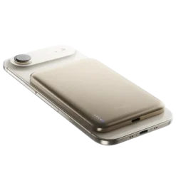 BMX Ultratunn magnetisk Qi2-powerbank 5000 mAh, semi-solid-state i titanhölje Gold