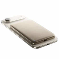 BMX Ultratunn magnetisk Qi2-powerbank 5000 mAh, semi-solid-state i titanhölje Gold