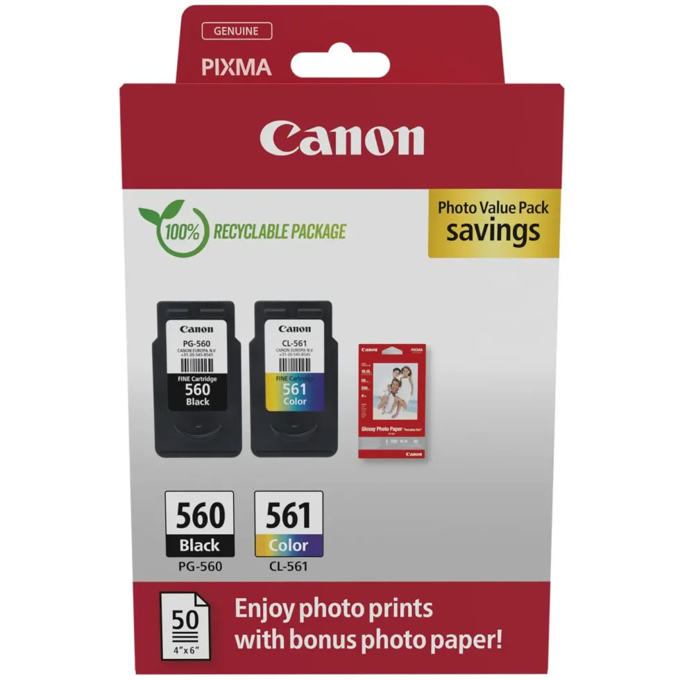 Canon PG-560 och CL-561 Bläckpatron 2-pack med fotopapper