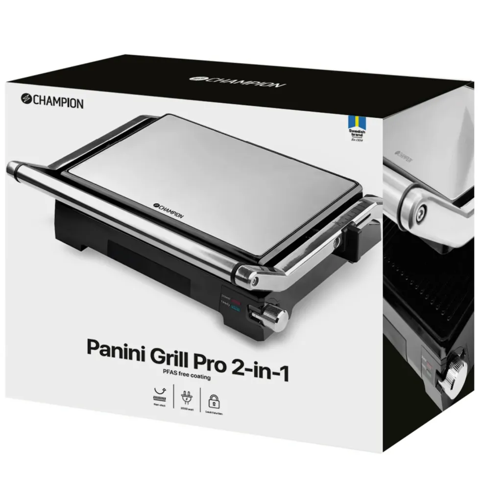 Champion Panini- och bordsgrill Pro Health PG600 2-i-1