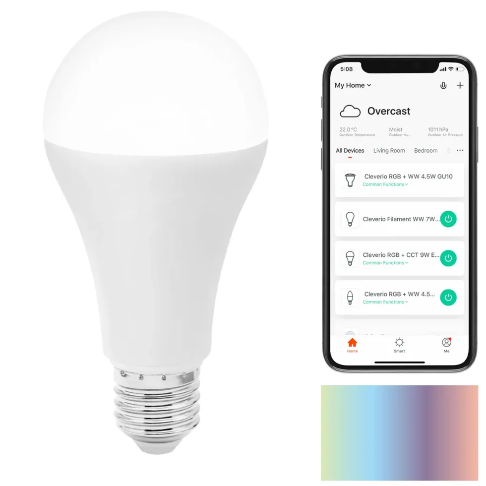 Cleverio Smart E27 RGB 2.0 LED-lampa 1400 lm