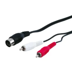 DIN-kabel 5-pol hane till 2x RCA hanar 1,5 m
