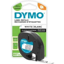 Dymo Letratag Märktejp av plast 12 mm Vit