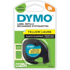 Dymo Letratag Märktejp av plast 12 mm Gul