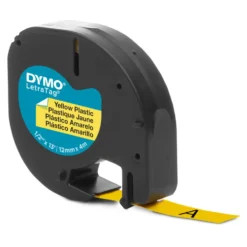 Dymo Letratag Märktejp av plast 12 mm Gul