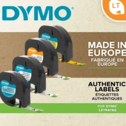 Dymo Letratag Märktejp av plast 12 mm Klar