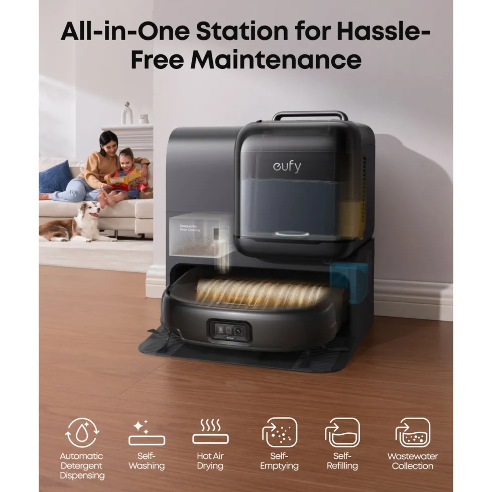Eufy Omni E28 robotdammsugare med mopp och basstation Svart