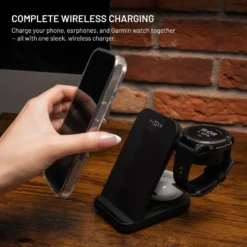 Fixed 3‑in‑1 Trådlös Laddstation för Garmin – Svart