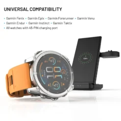 Fixed 3‑in‑1 Trådlös Laddstation för Garmin – Svart